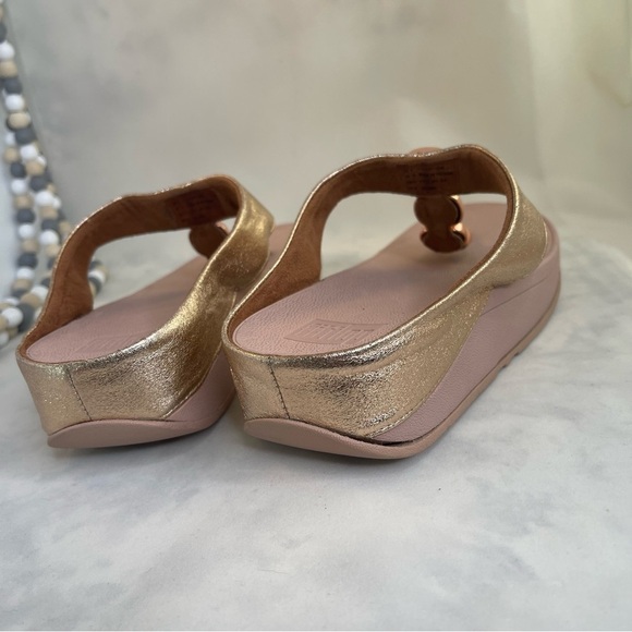 Fitflop Rose Gold Sandals Sleek Slip-On Design stylish Sandal Toe-post size 10 - Picture 5 of 10